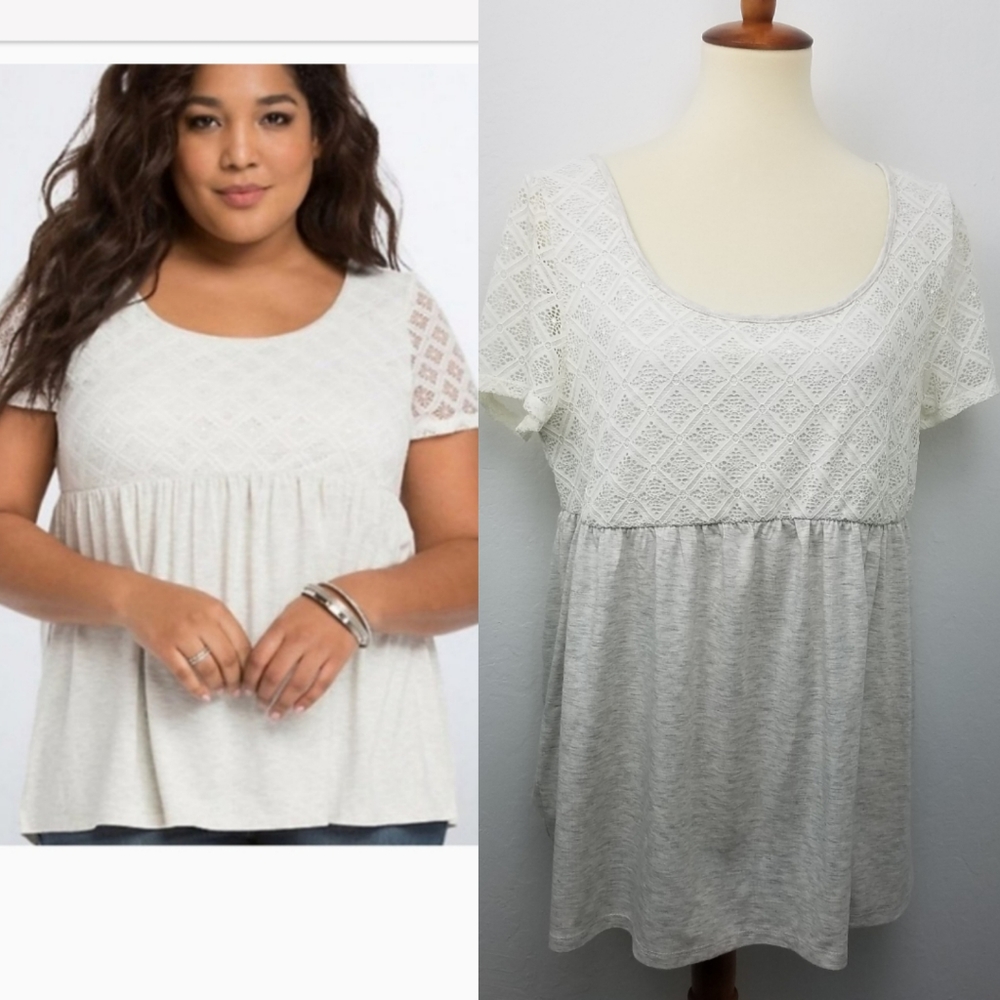 Torrid Babydoll  Cream Lace Blouse Top NWT